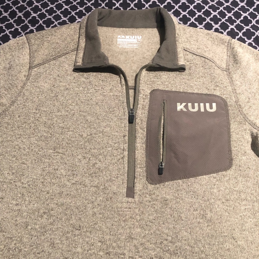 KUIU Jacket Mens Medium Brown Base Camp High Loft Sweater Fleece 1/4 Zip Cc15
